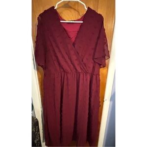 SHEIN Deep Red Midi Dress